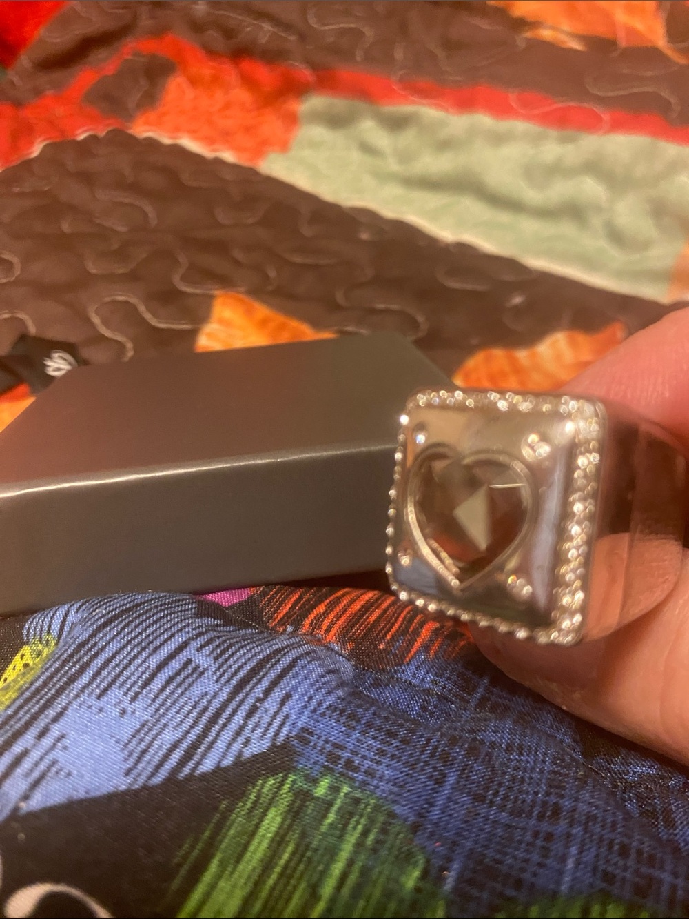 Brighton Silver Heart Cutout Square Ring